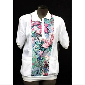 Vtg 1980s 1990s Retro Paquette Brand Floral Casual Grandmacore T-Shirt Blouse